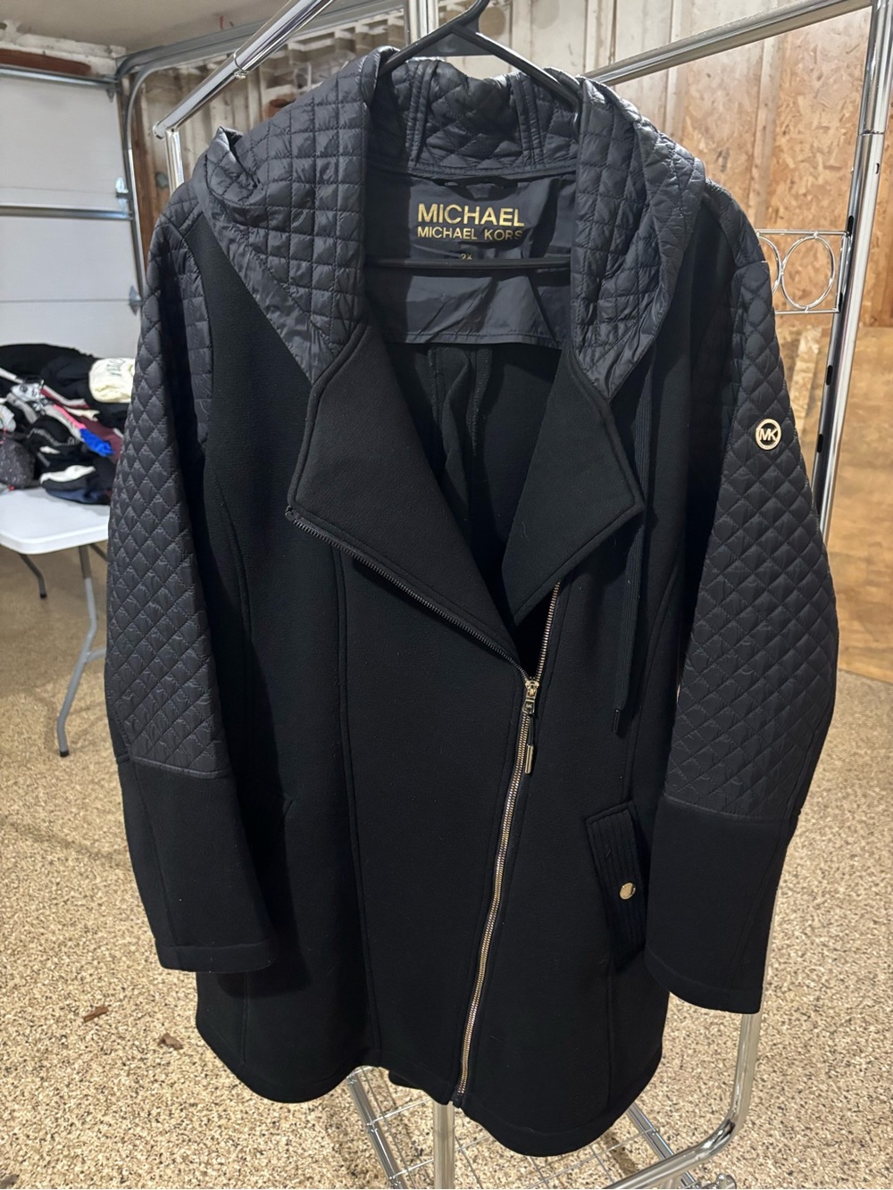 Michael Kors Black Quilted Hooded Coat